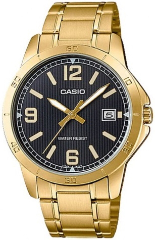 Casio Herrklocka MTP-V004G-1BUDF Classic Svart/Gulguldtonat stål - Casio