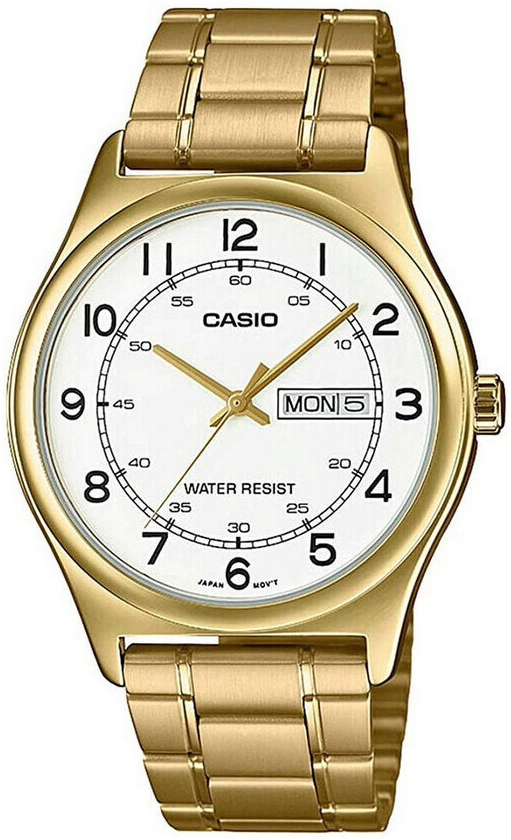 Casio Herrklocka MTP-V006G-7BUDF Classic Vit/Gulguldtonat stål Ø38 - Casio