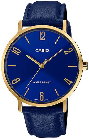 Casio Herrklocka MTP-VT01GL-2B2UDF Classic Blå/Läder Ø40 mm - Casio