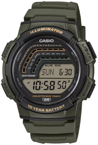 Casio Herrklocka WS-1800-3AVEF Timeless Collection LCD/Gummi Ø48.2 mm