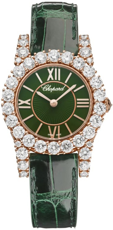 Chopard Damklocka 13A377-5008 Diamond Hour Grön/Läder Ø30 mm - Chopard