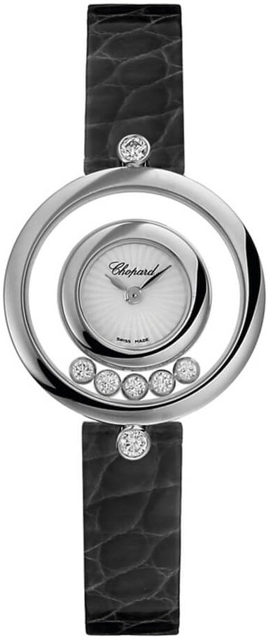 Chopard Damklocka 209415-1001 Happy Diamonds Silverfärgad/Läder - Chopard