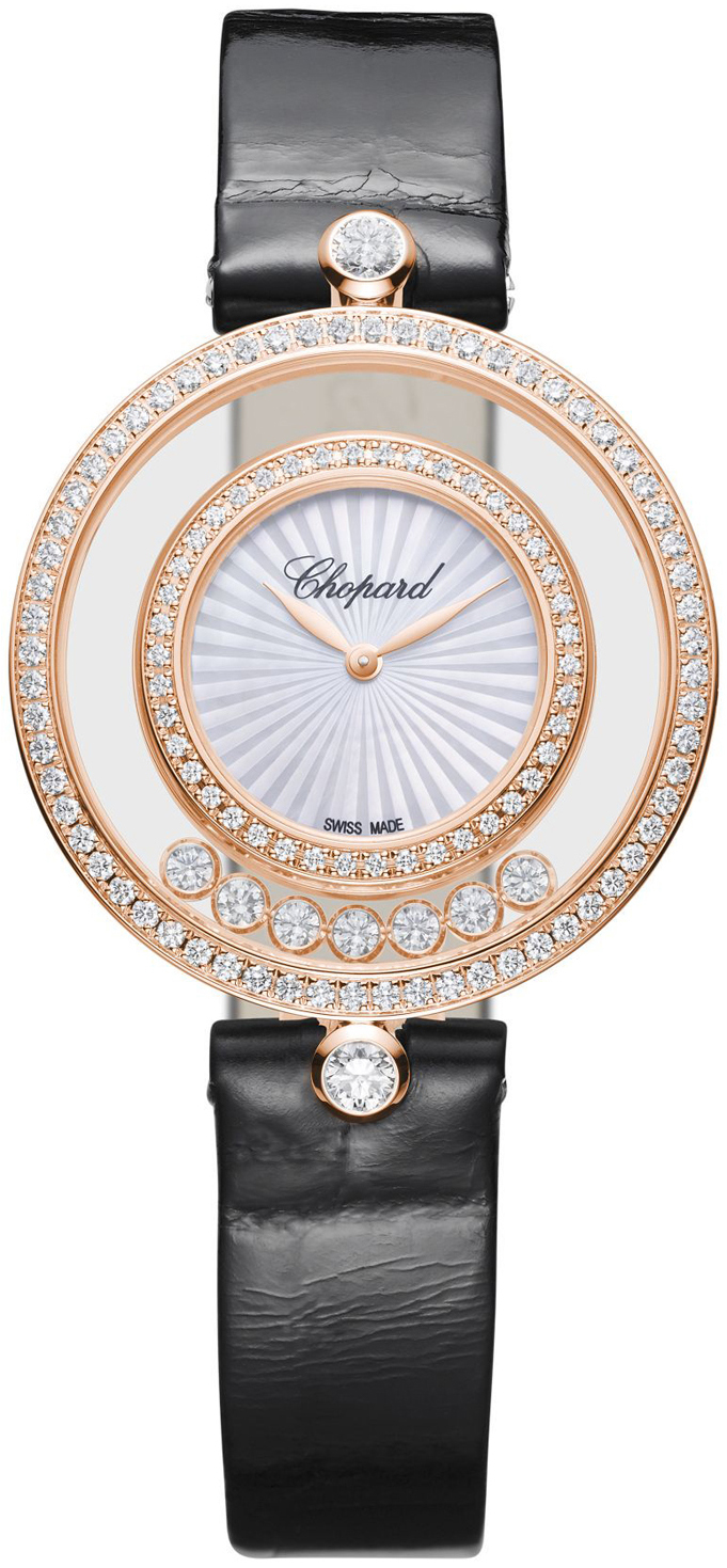 Chopard Damklocka 209426-5201 Happy Diamonds Silverfärgad/Läder - Chopard
