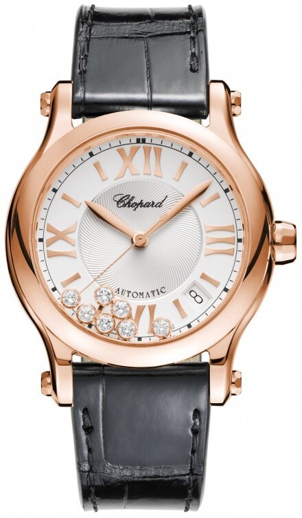 Chopard Damklocka 274808-5001 Happy Sport Silverfärgad/Läder Ø36 mm - Chopard