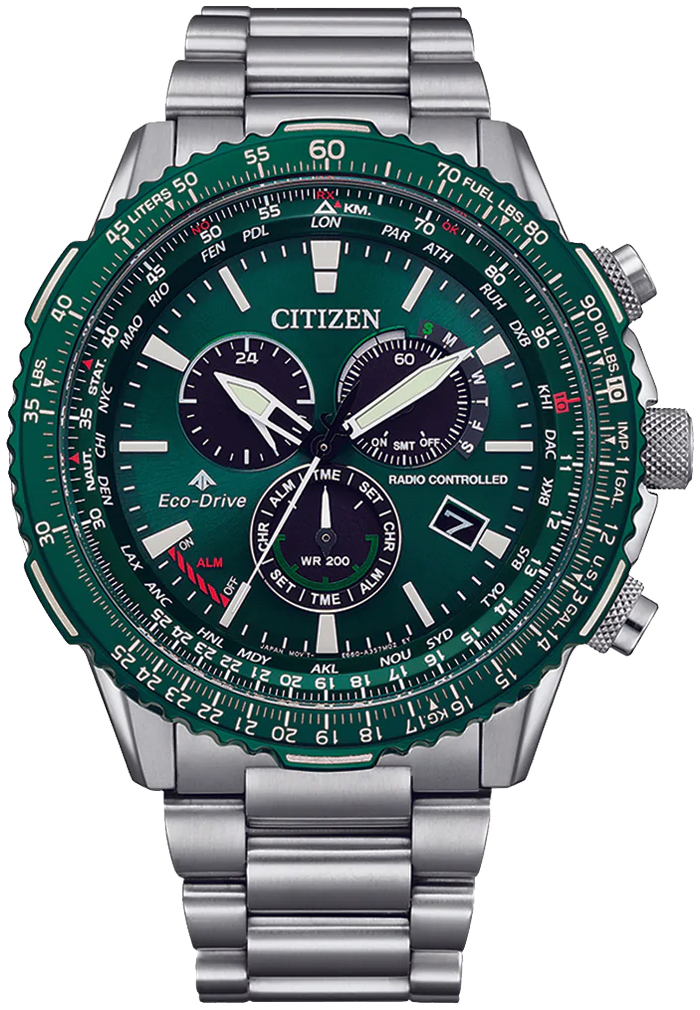 Citizen Herrklocka CB5004-59W Eco Drive Grön/Stål Ø45 mm - Citizen