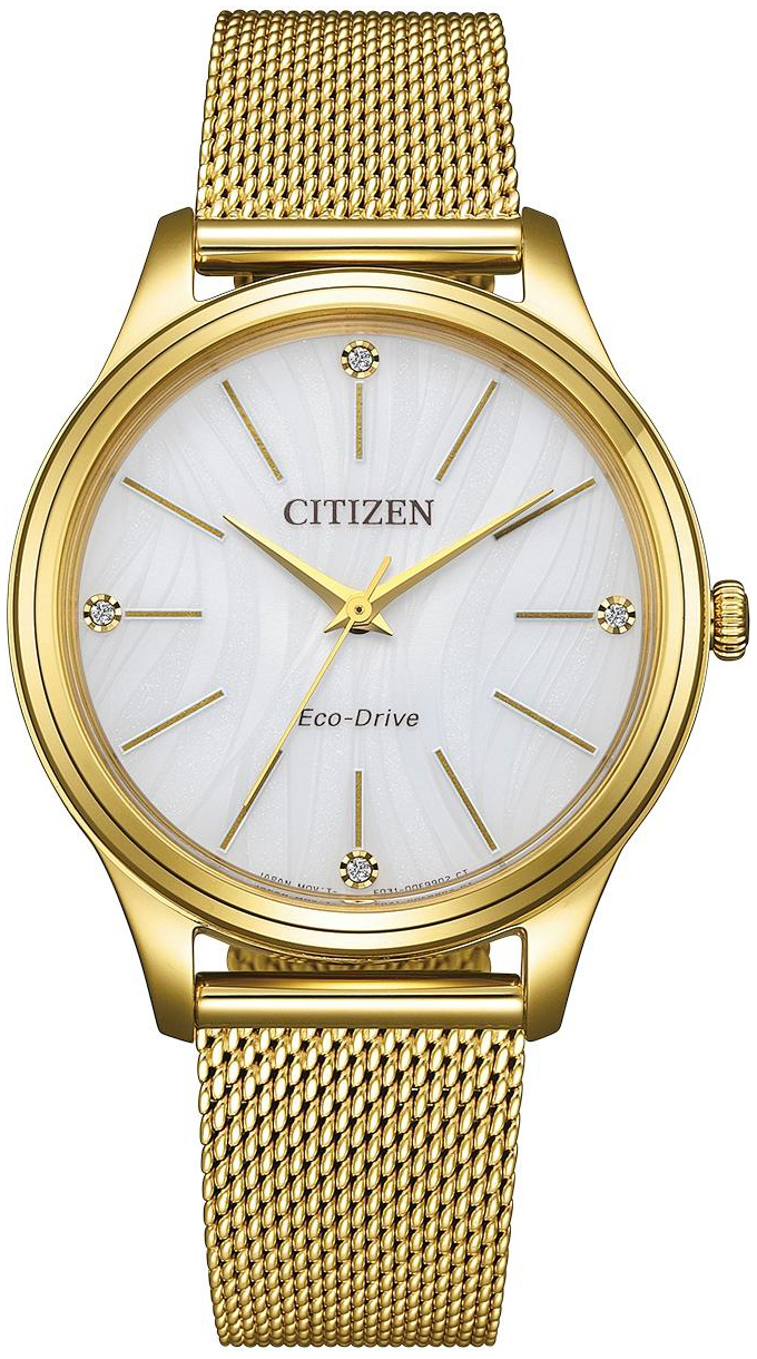 Citizen Damklocka EM1222-87A Elegance Vit/Gulguldtonat stål Ø34 mm