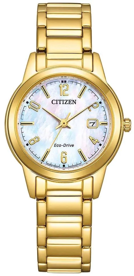 Citizen Damklocka FE1242-78D Eco Drive Vit/Guldtonat stål Ø29.4 mm - Citizen