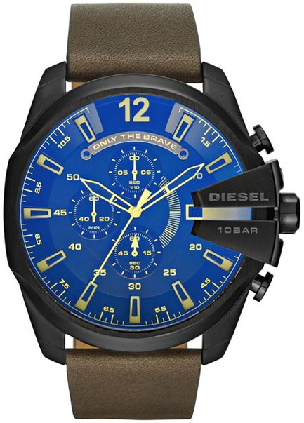 Diesel Herrklocka DZ4401 Mega Chief Blå/Läder Ø51 mm