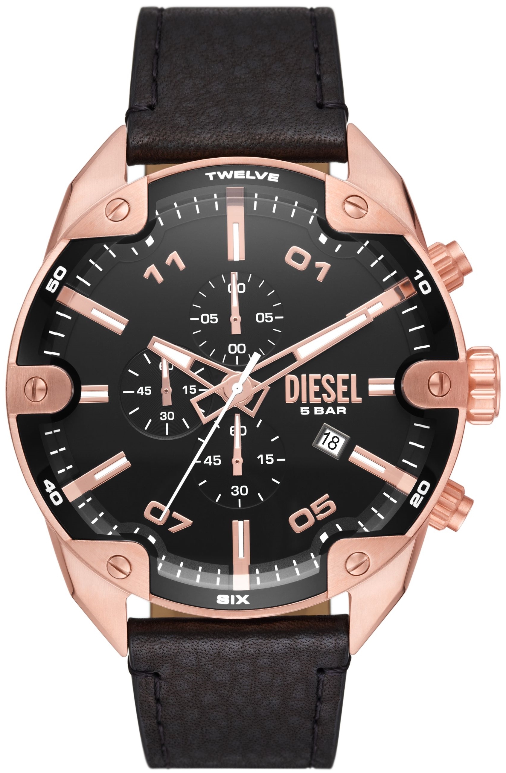 Diesel Herrklocka DZ4607 Spiked Svart/Läder Ø49 mm - Diesel