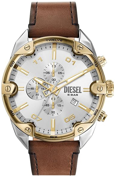 Diesel Herrklocka DZ4665 Spiked Silverfärgad/Läder Ø49 mm - Diesel