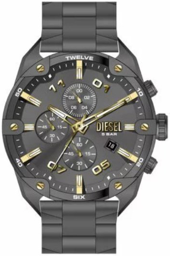 Diesel Herrklocka DZ4669 Spiked Grå/Stål Ø49 mm - Diesel