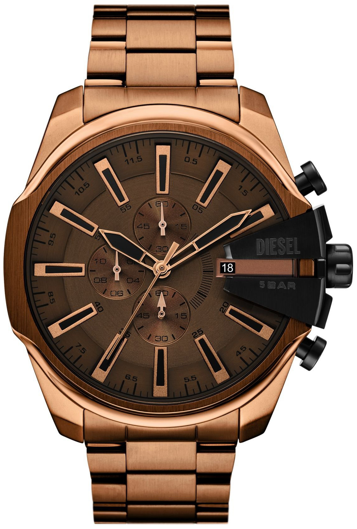 Diesel Herrklocka DZ4697 Mega Chief Brun/Roséguldstonat stål Ø48 mm - Diesel