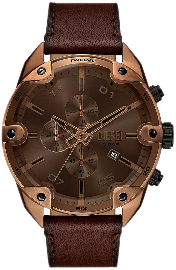 Diesel Herrklocka DZ4698 Spiked Brun/Läder Ø49 mm - Diesel