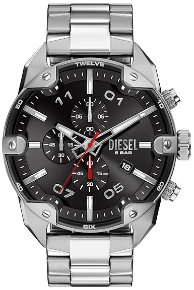 Diesel Herrklocka DZ4709 Spiked Svart/St&aring;l &Oslash;49 mm