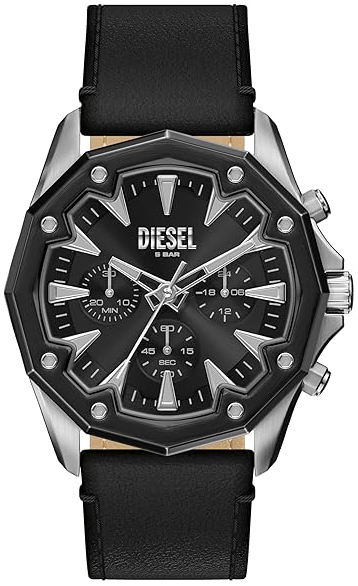 Diesel Herrklocka DZ4710 Stinger Svart/L&auml;der &Oslash;49 mm