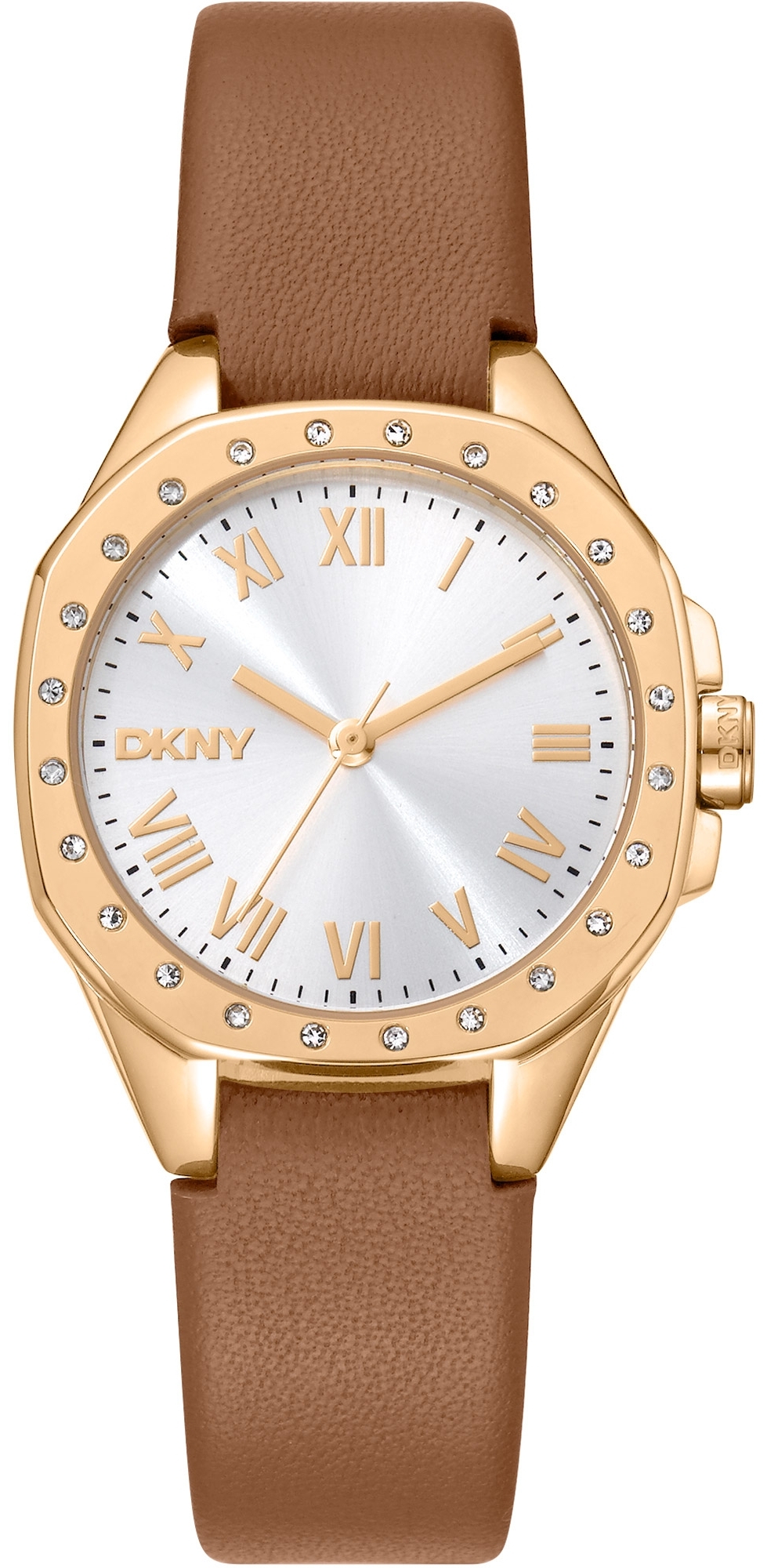 DKNY Damklocka DK1L013L0025 Brooklyn Mini Silverfärgad/Läder Ø30 mm - DKNY