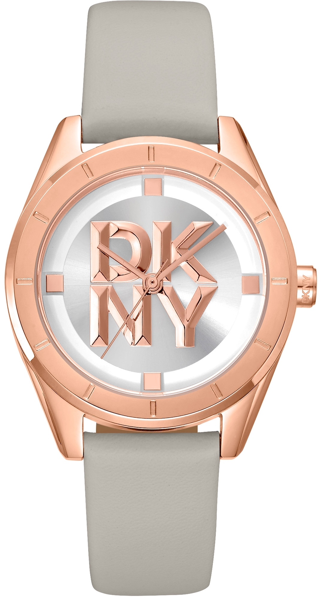 DKNY Damklocka DK1L016L0035 Chambers Midi Silverfärgad/Läder Ø34 mm - DKNY