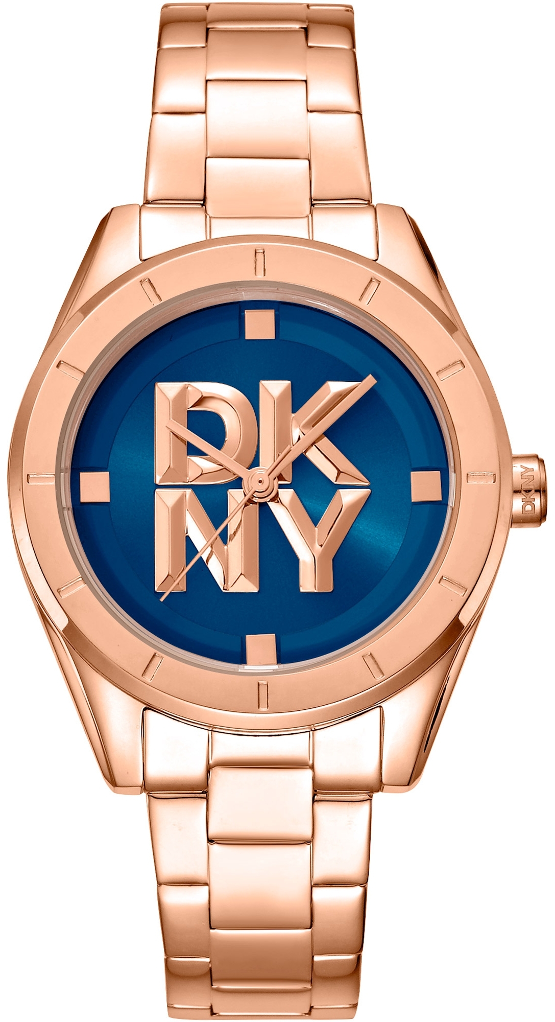DKNY Damklocka DK1L016M0075 Chambers Midi Blå/Roséguldstonat stål - DKNY