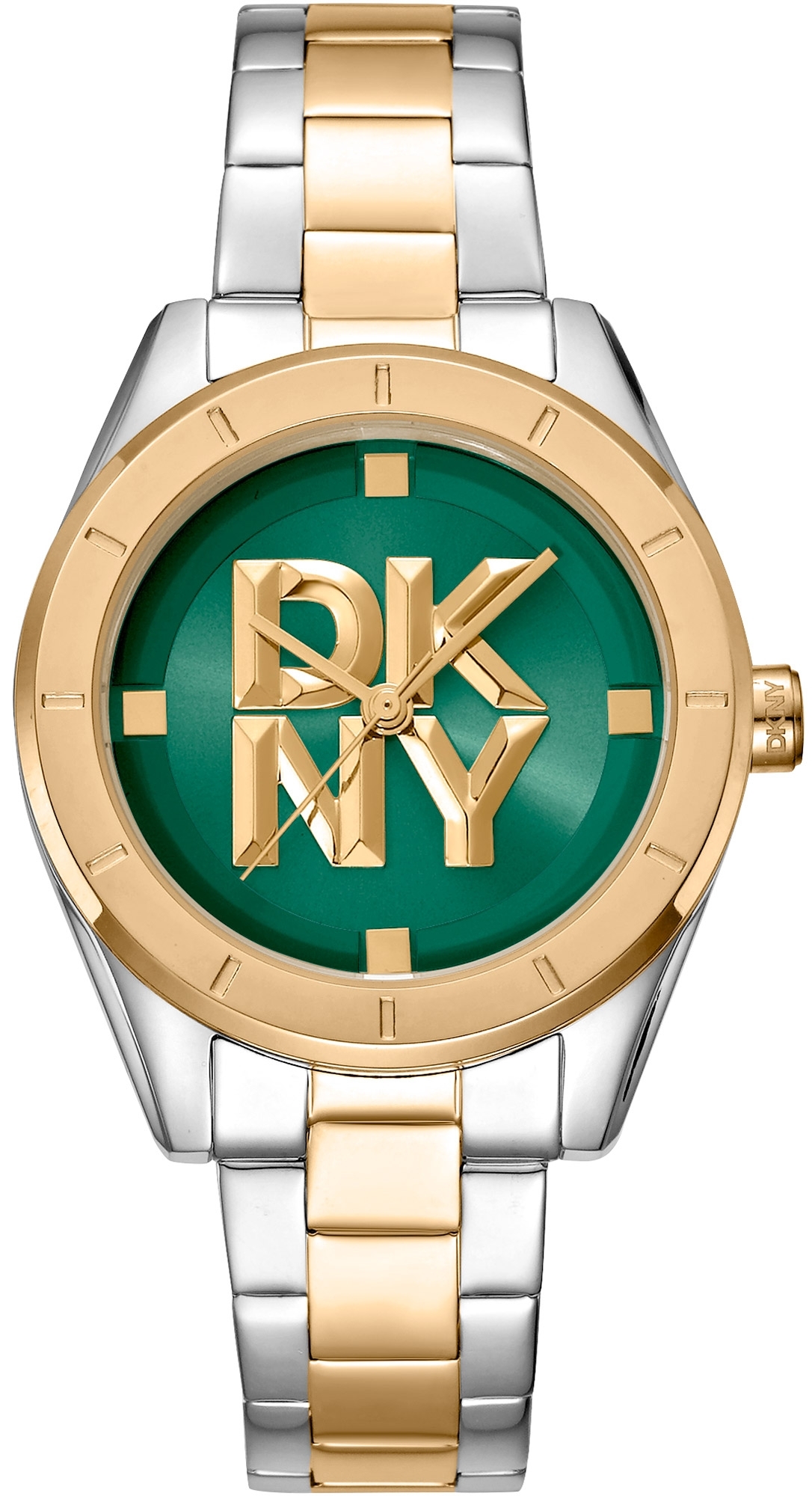 DKNY Damklocka DK1L016M0095 Chambers Midi Grön/Guldtonat stål Ø34 - DKNY