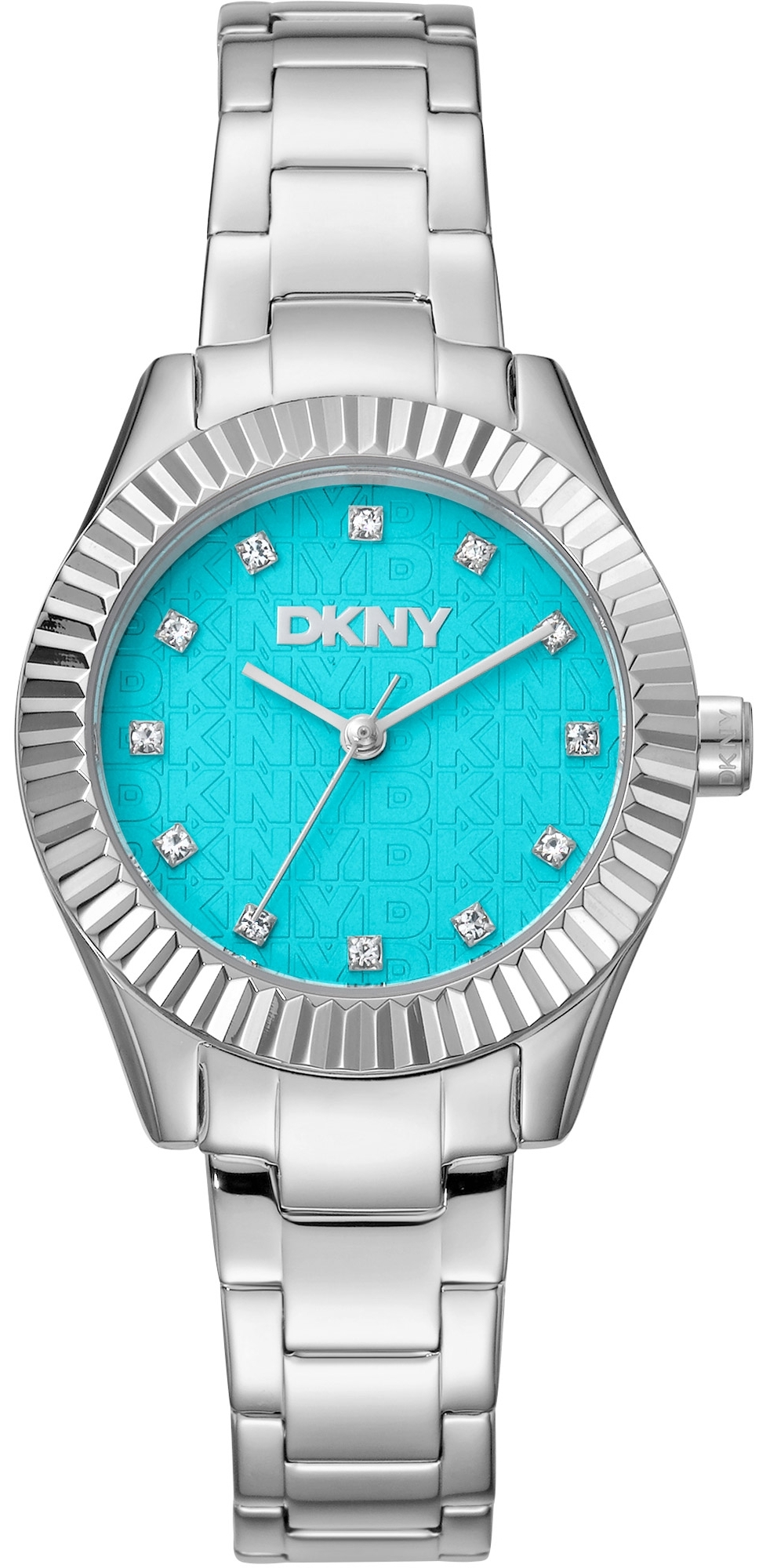 DKNY Damklocka DK1L017M0045 Chambers Glitz Turkos/Stål Ø30 mm - DKNY
