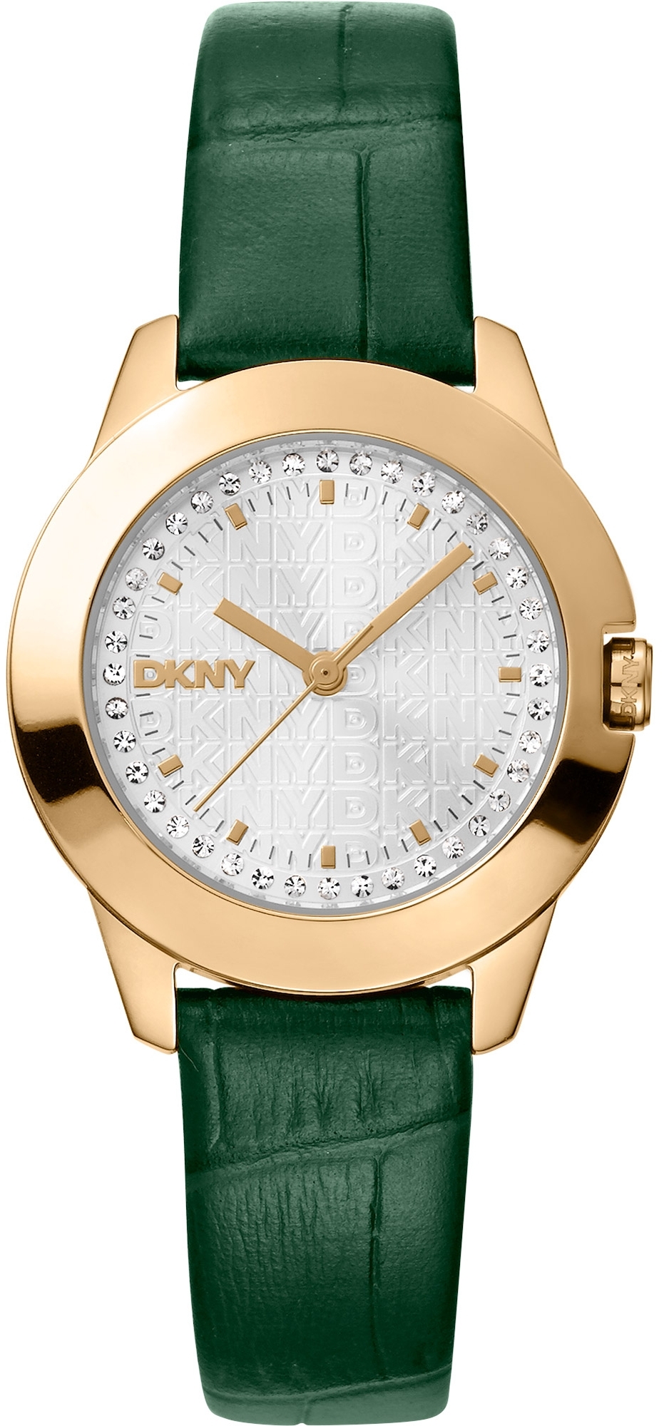 DKNY Damklocka DK1L021L0025 Park Ave Logo Silverfärgad/Läder Ø30 mm - DKNY