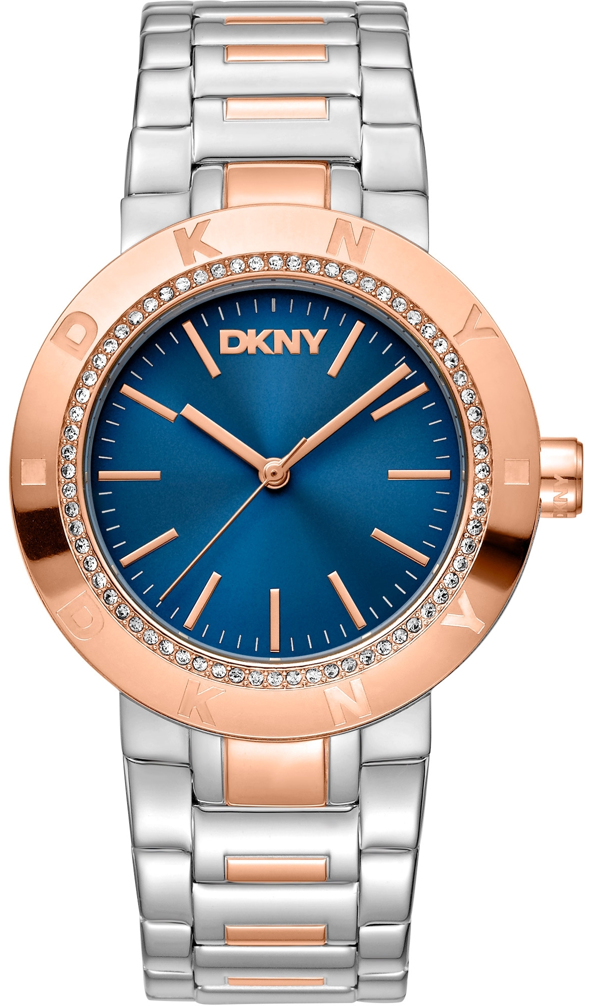 DKNY Damklocka DK1L023M0075 Eastside Logo Blå/Roséguldstonat stål - DKNY