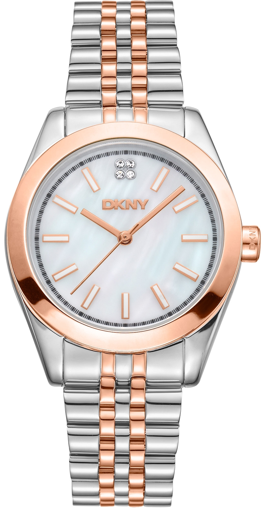 DKNY Damklocka DK1L029M0095 Nolita Midi Vit/Roséguldstonat stål - DKNY