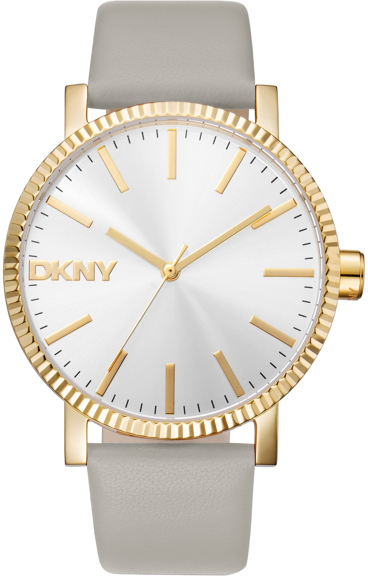 DKNY Damklocka DK1L034L0025 Soho Maxi Silverfärgad/Läder Ø40 mm