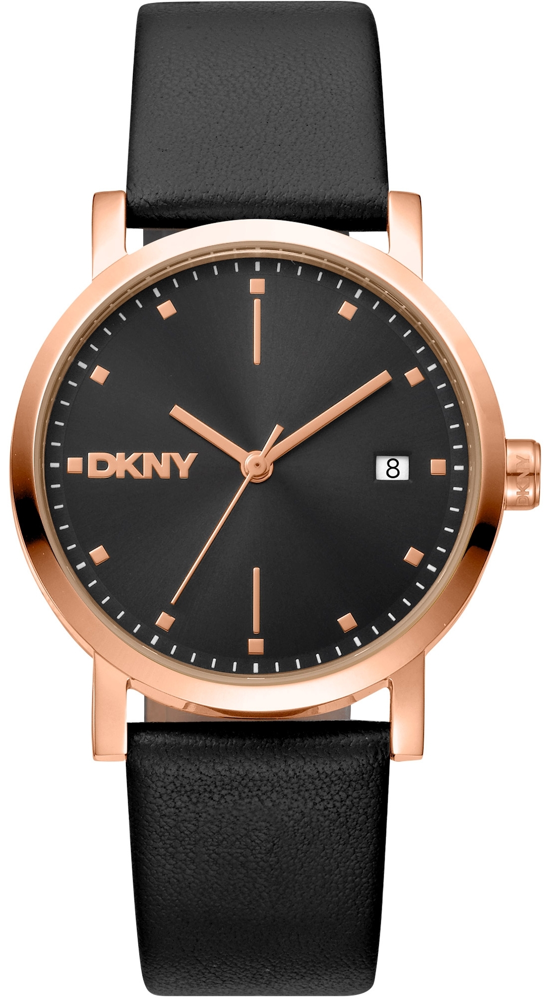 DKNY Damklocka DK1L036L0035 Soho Midi Svart/Läder Ø34 mm - DKNY