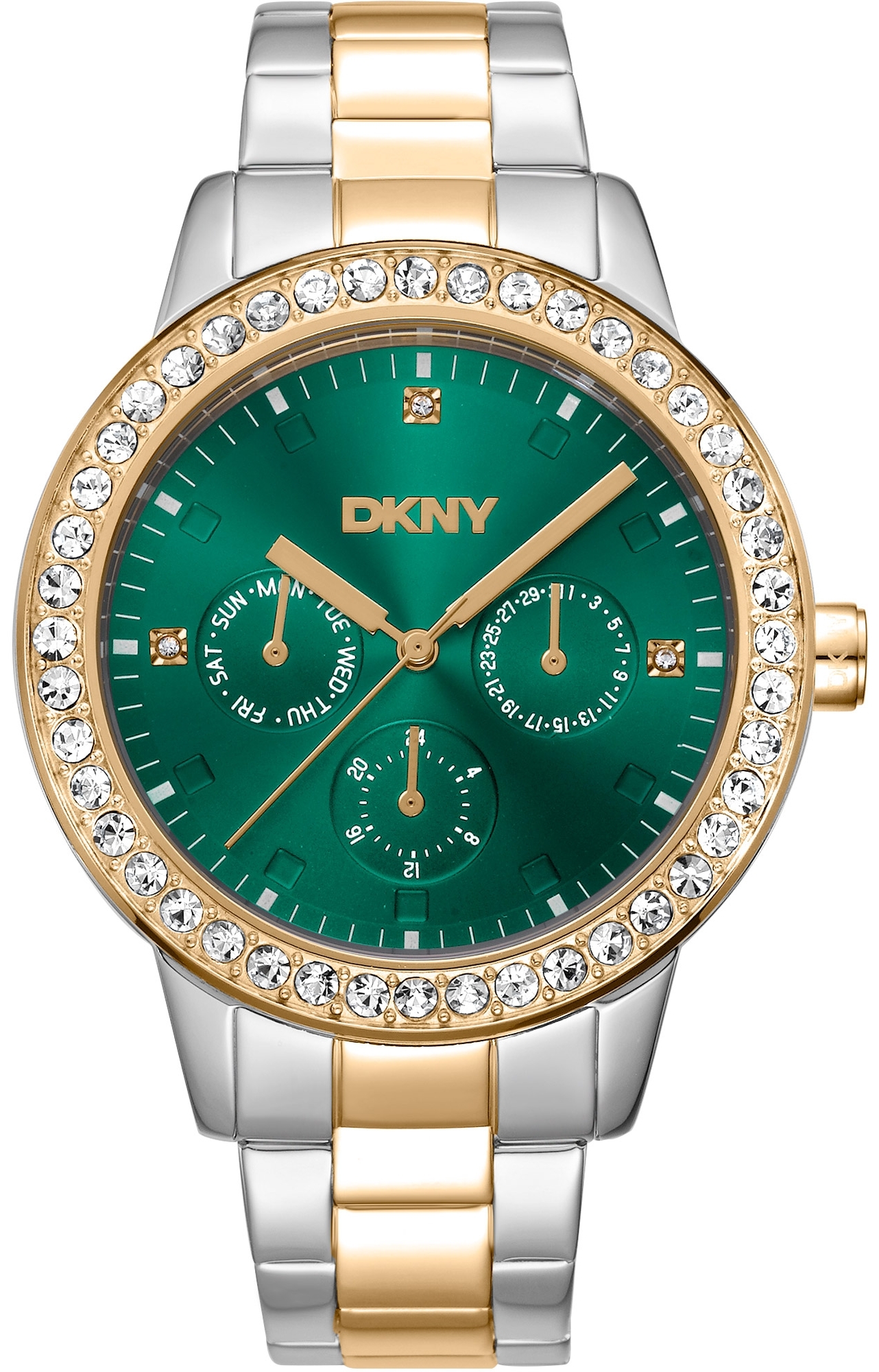 DKNY Damklocka DK1L055M0075 Parsons Multi Glitz Grön/Guldtonat stål - DKNY