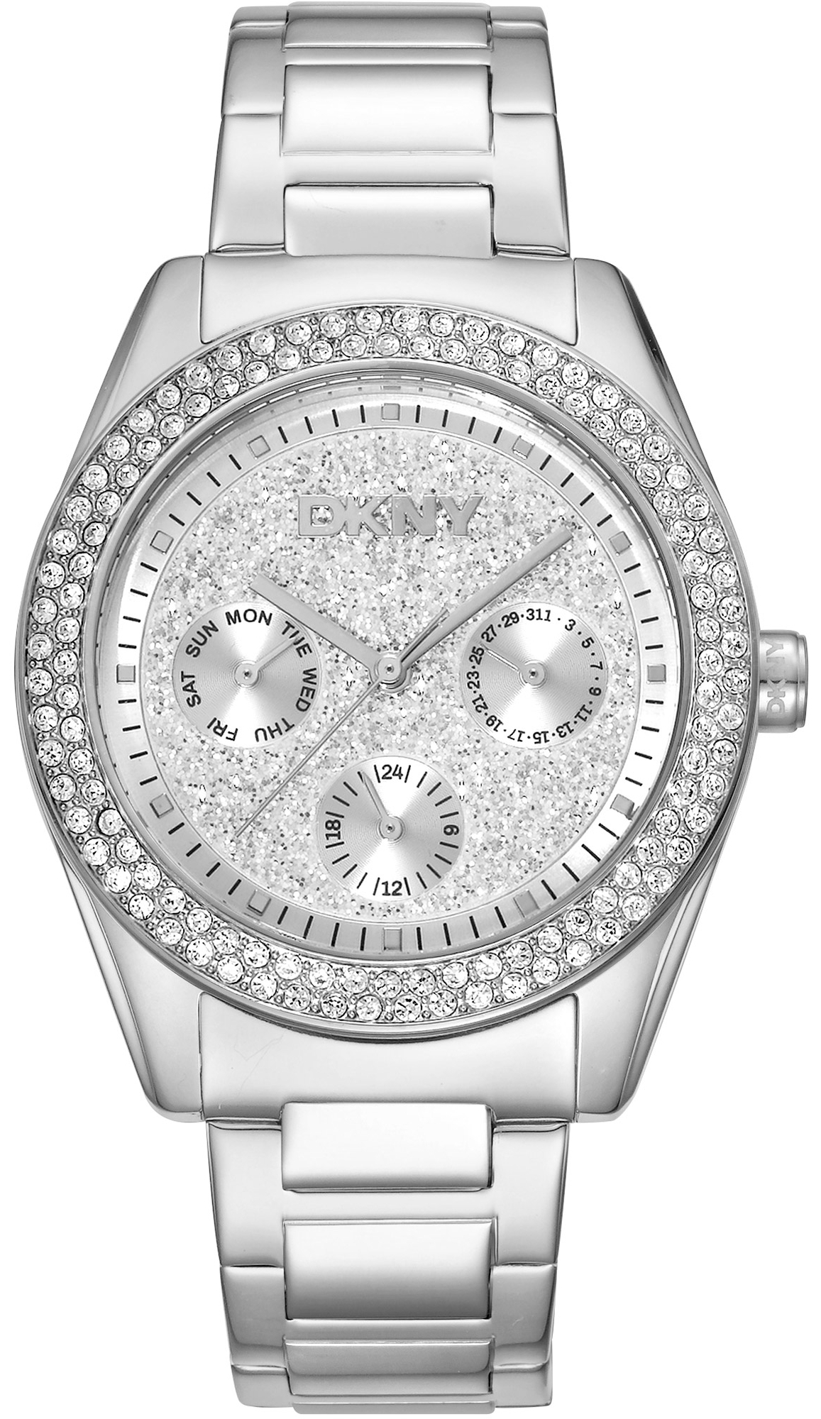 DKNY Damklocka DK1L078M0015 Chambers Multi Glitz Silverfärgad/Stål - DKNY