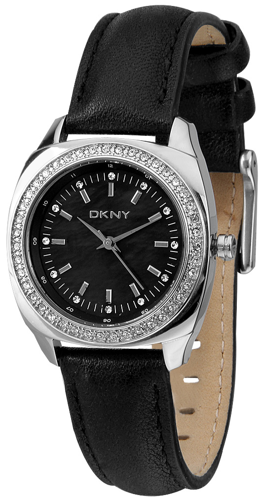DKNY Crystal Damklocka NY4998 Svart/Läder Ø37 mm - DKNY