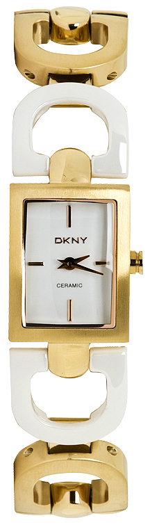 DKNY Ceramic Damklocka NY8548 Vit/Gulguldtonat stål - DKNY