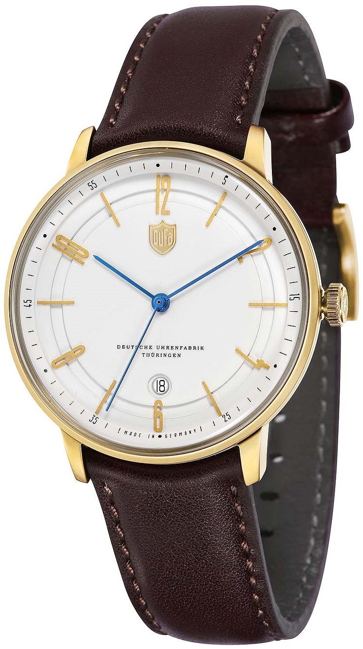 DuFa Herrklocka DF-9016-03 Bayer Vit/Läder Ø40 mm - DuFa