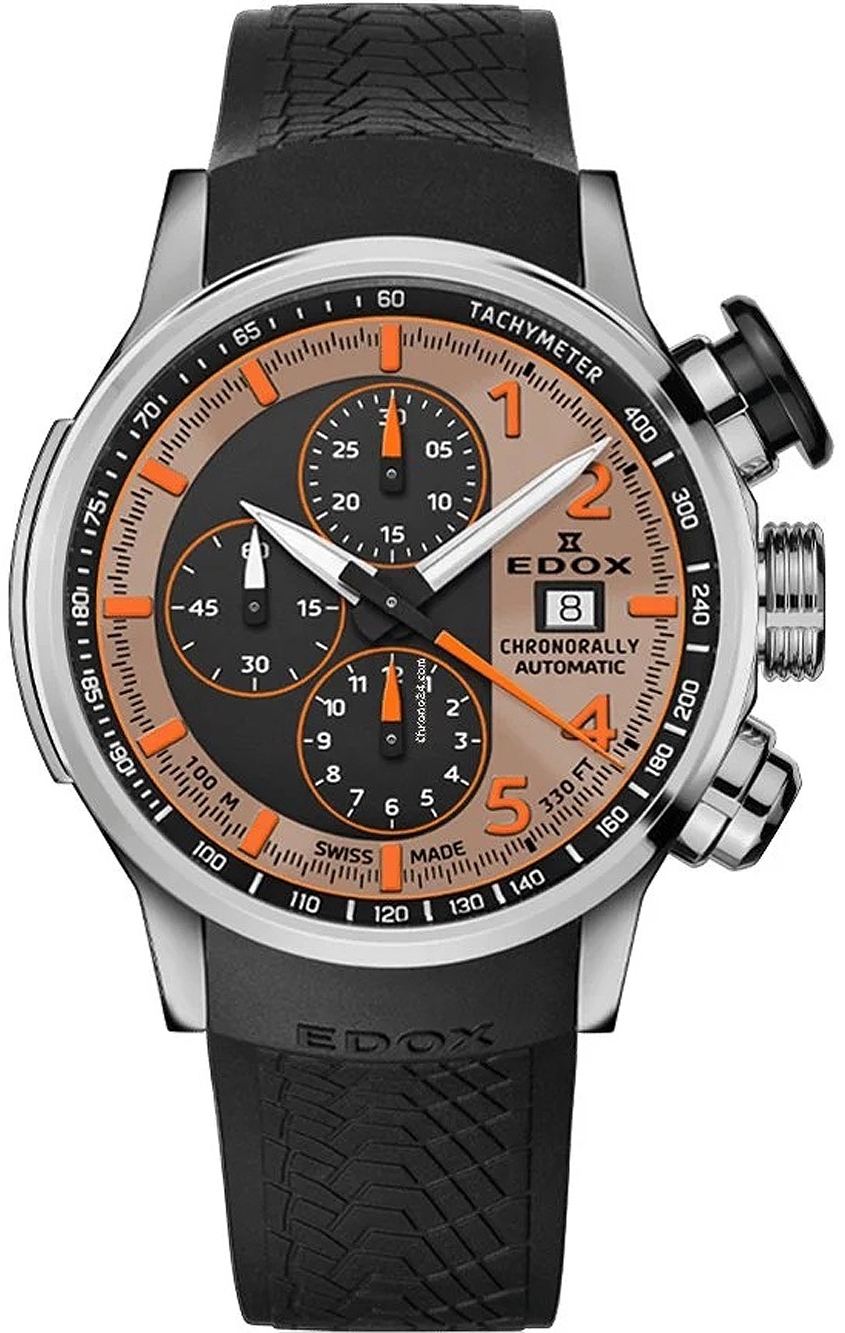 Edox Herrklocka 01129-TNCA-BENO Chronorally Brun/Gummi Ø45 mm - Edox