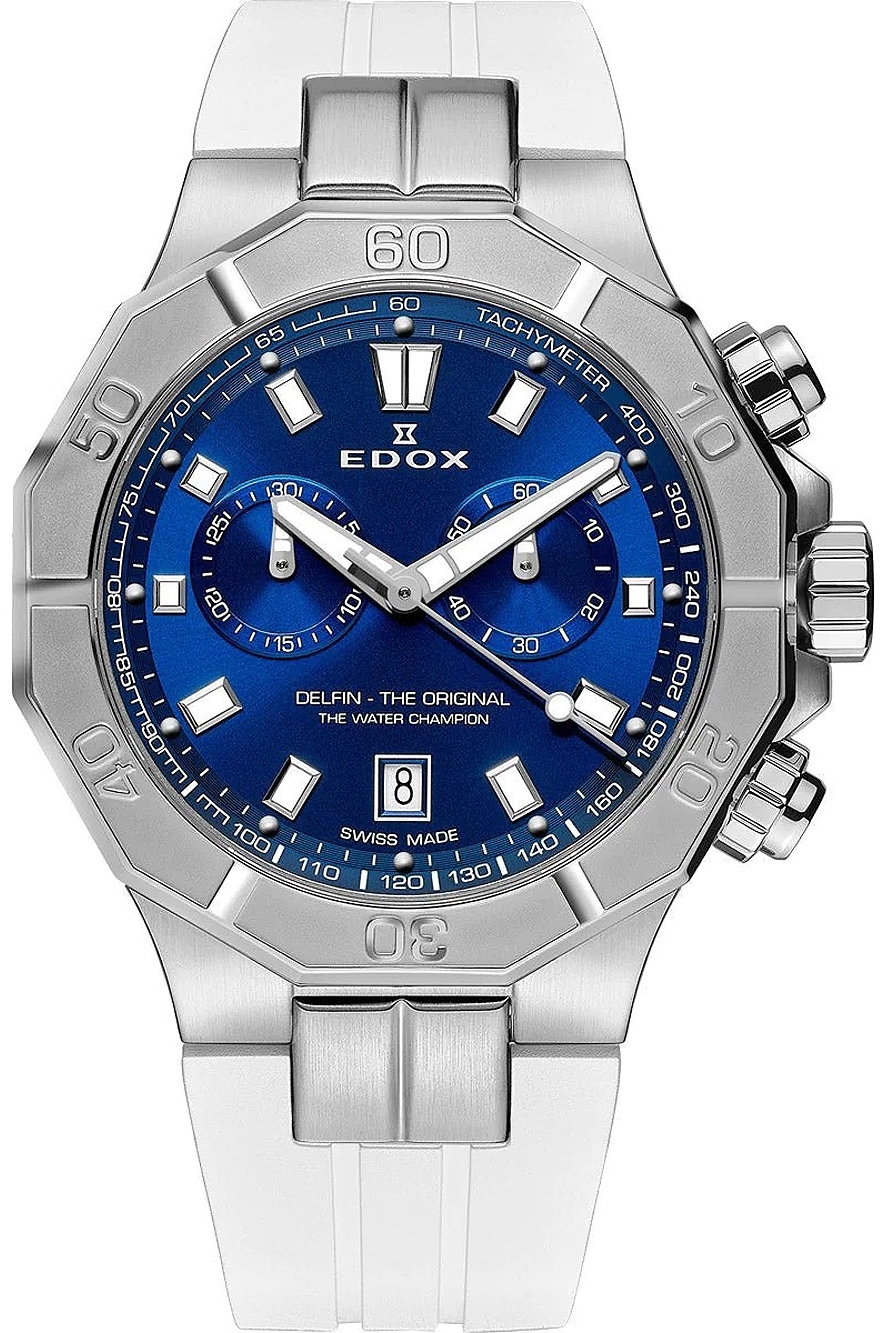 Edox Herrklocka 10113-3CAB-BUIN Delfin Blå/Gummi Ø43 mm - Edox