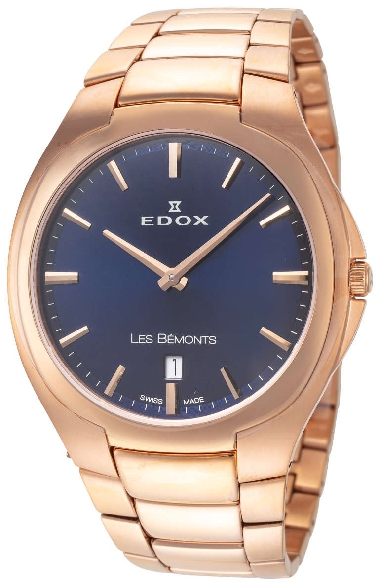 Edox Herrklocka 56003-37R-BUIR Les Bemonts Blå/Roséguldstonat stål - Edox