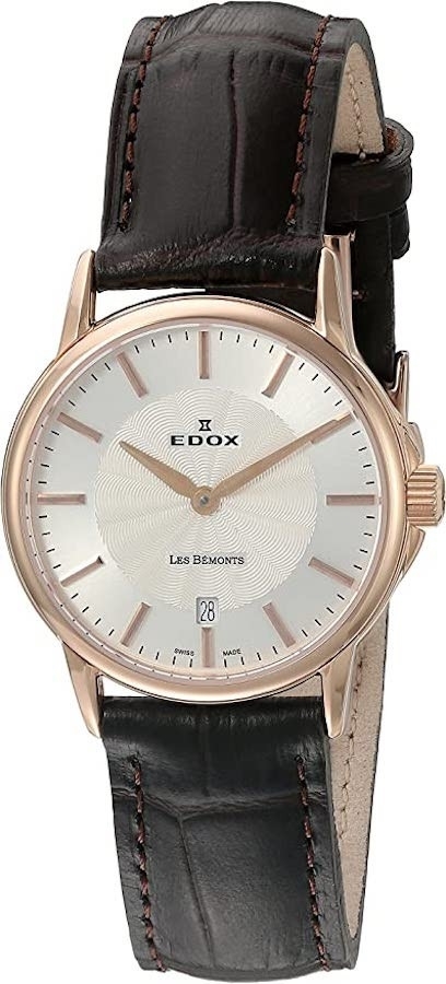 Edox Damklocka 57001-37R-AIR Les Bemonts Silverfärgad/Läder Ø28 mm - Edox
