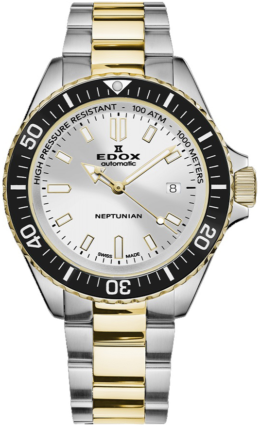 Edox Herrklocka 80120-357JM-AID Neptunian Silverfärgad/Gulguldtonat - Edox