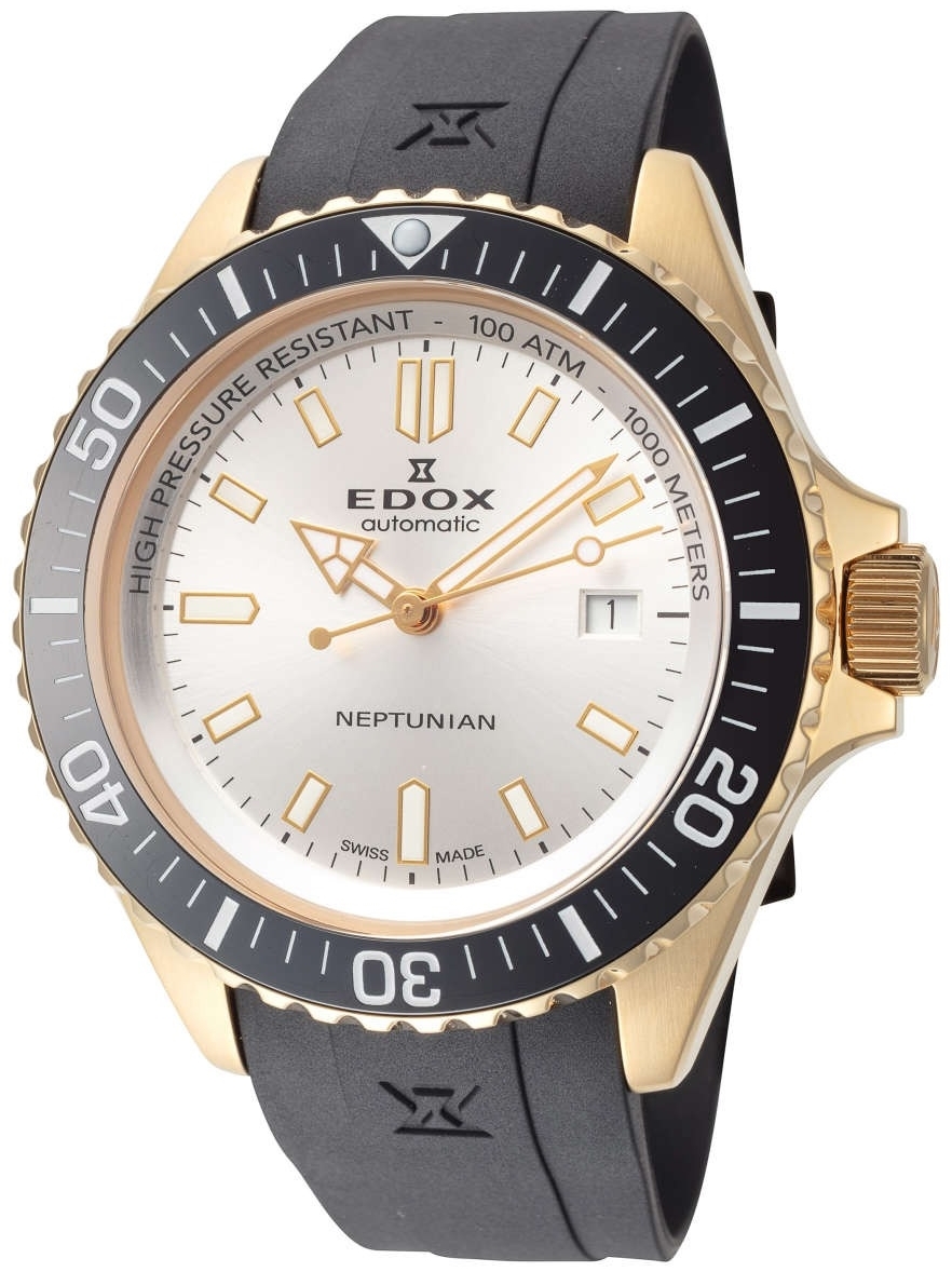 Edox Herrklocka 80120-37JCA-AID Neptunian Silverfärgad/Gummi Ø44 mm - Edox