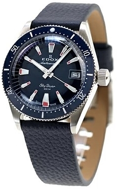Edox Damklocka 80131-3BUC-BUICO Skydiver Blå/Läder Ø38 mm - Edox