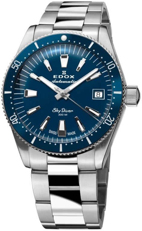Edox Damklocka 80131-3BUM-BUIN Skydiver Blå/Stål Ø38 mm - Edox