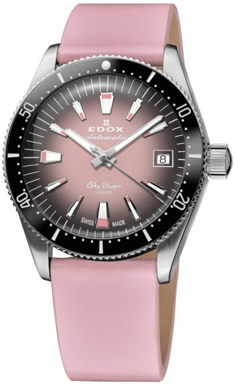Edox Damklocka 80131-3NC-NDRO Skydiver Rosa/Läder Ø38 mm - Edox
