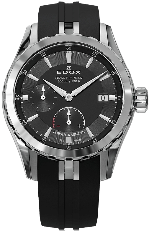 Edox Herrklocka 94500-3CA-NIN Grand Ocean Svart/Gummi &Oslash;40 mm