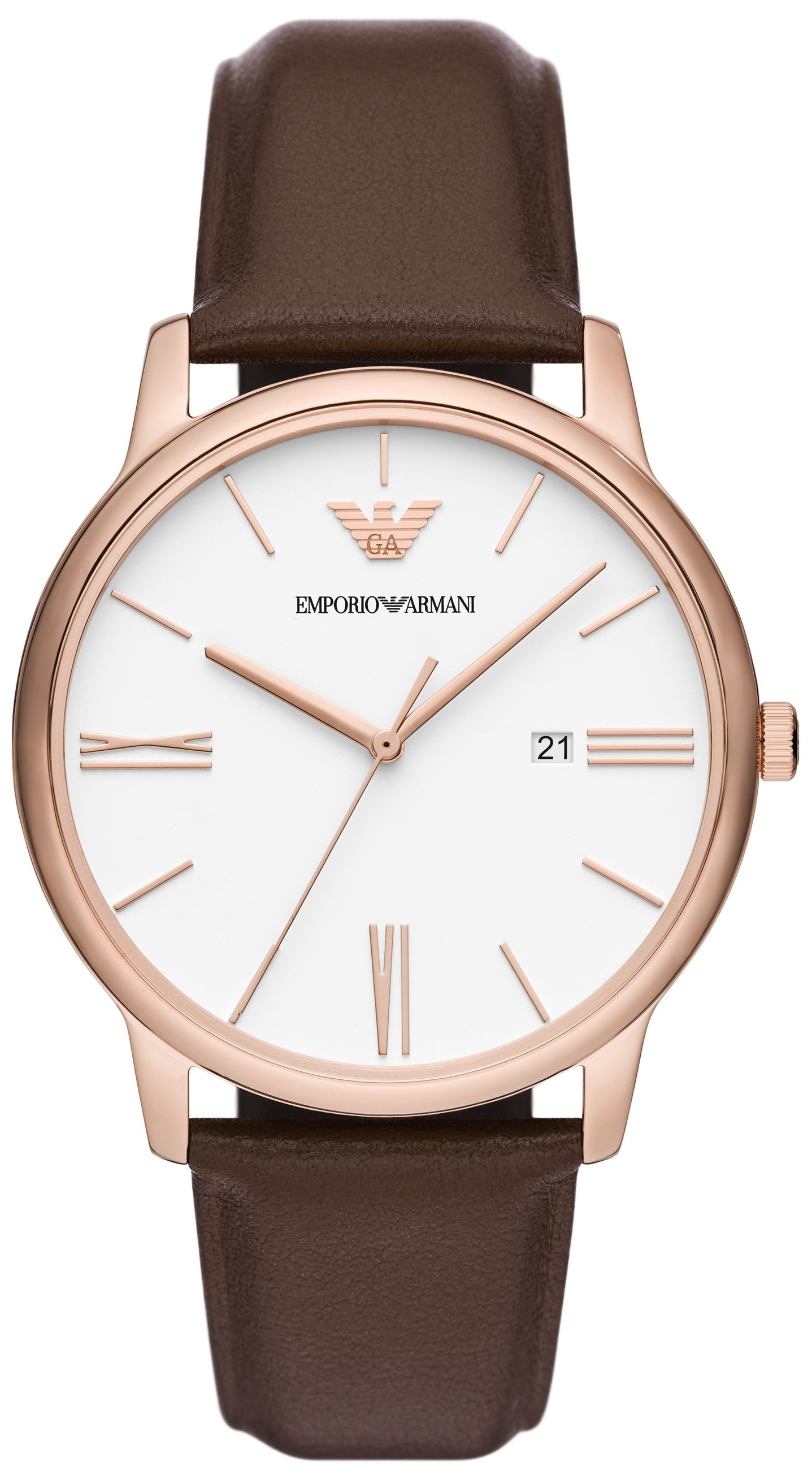 Emporio Armani Herrklocka AR11572 Minimalist Vit/L&auml;der &Oslash;42 mm