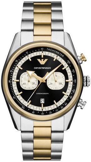 Emporio Armani Herrklocka AR11678 Racer Svart/Gulguldtonat stål Ø42 - Emporio Armani