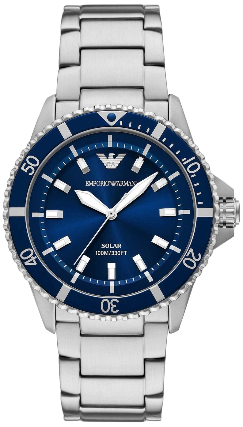 Emporio Armani Herrklocka AR11697 Solar Bl&aring;/St&aring;l &Oslash;42 mm