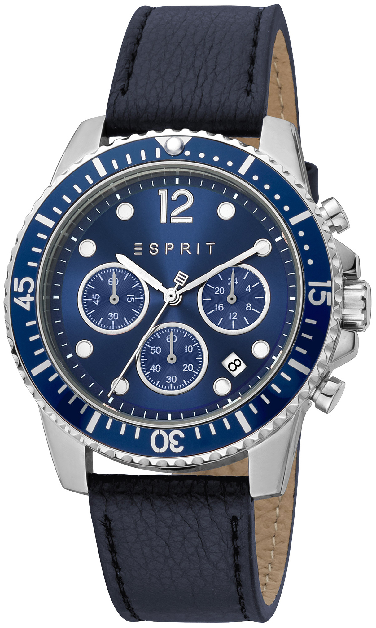 Esprit Herrklocka ES1G373L0025 Classic Bl&aring;/L&auml;der &Oslash;43 mm