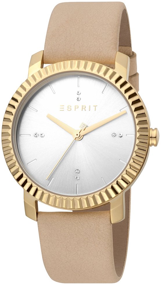 Esprit Damklocka ES1L185L0025 Menlo Silverfärgad/Läder Ø36 mm - Esprit