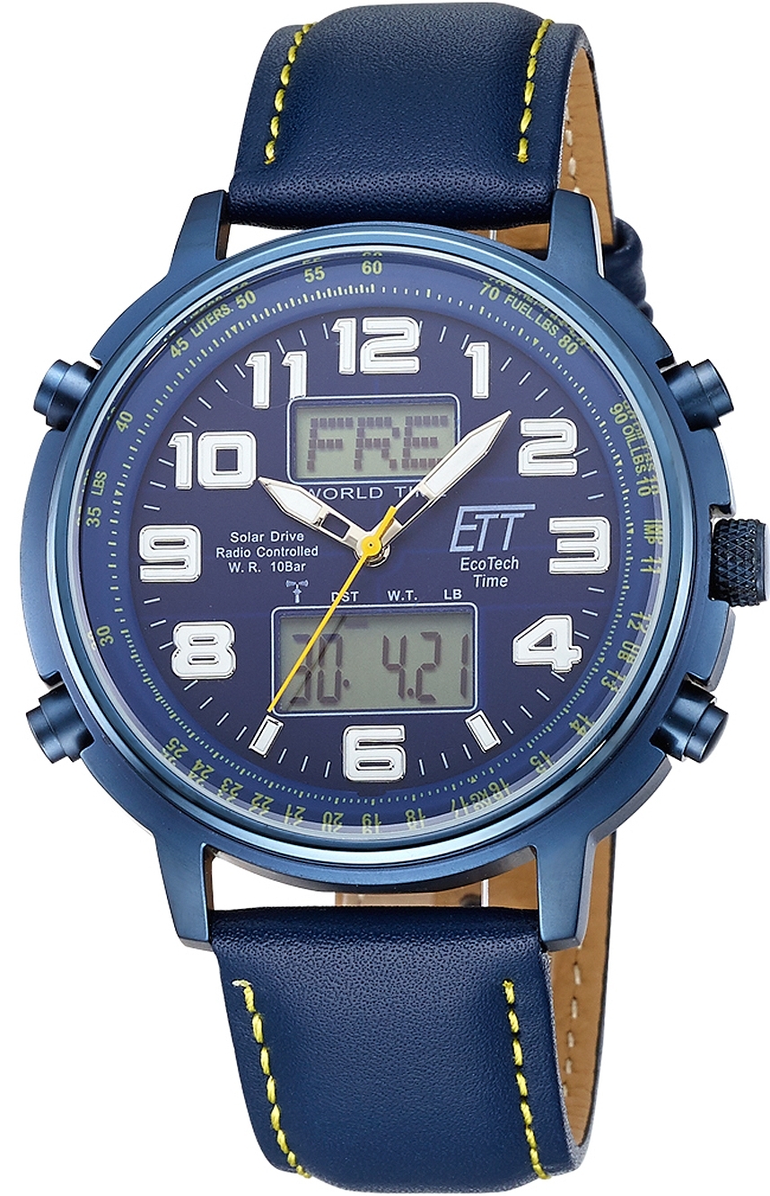 ETT Eco Tech Time Herrklocka EGS-11450-32L Hunter II Blå/Läder Ø48 - ETT Eco Tech Time